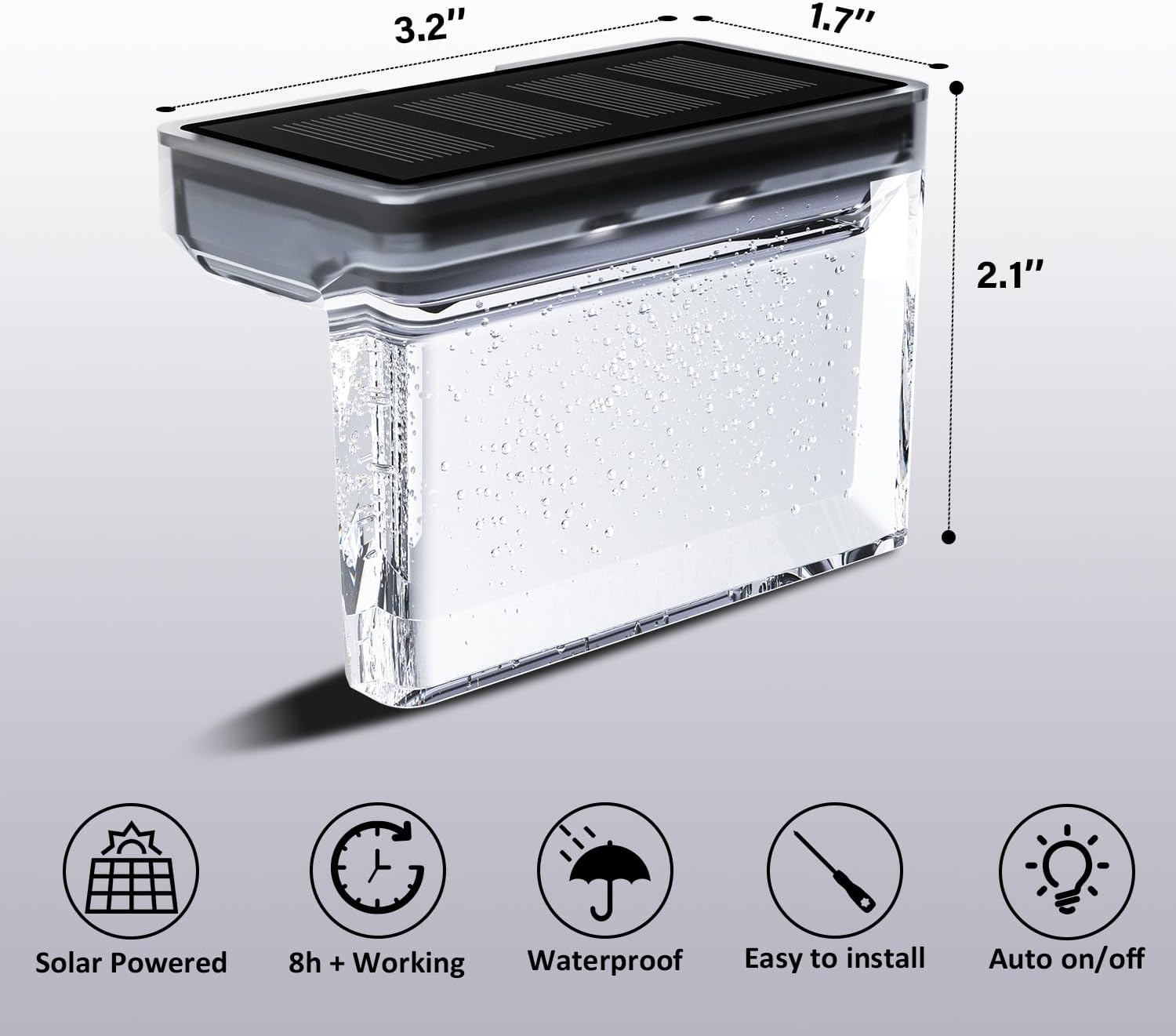 Solar Step Lights Outdoor Waterproof LED for Patio Stairs, 8 Pack, Warm White X26541