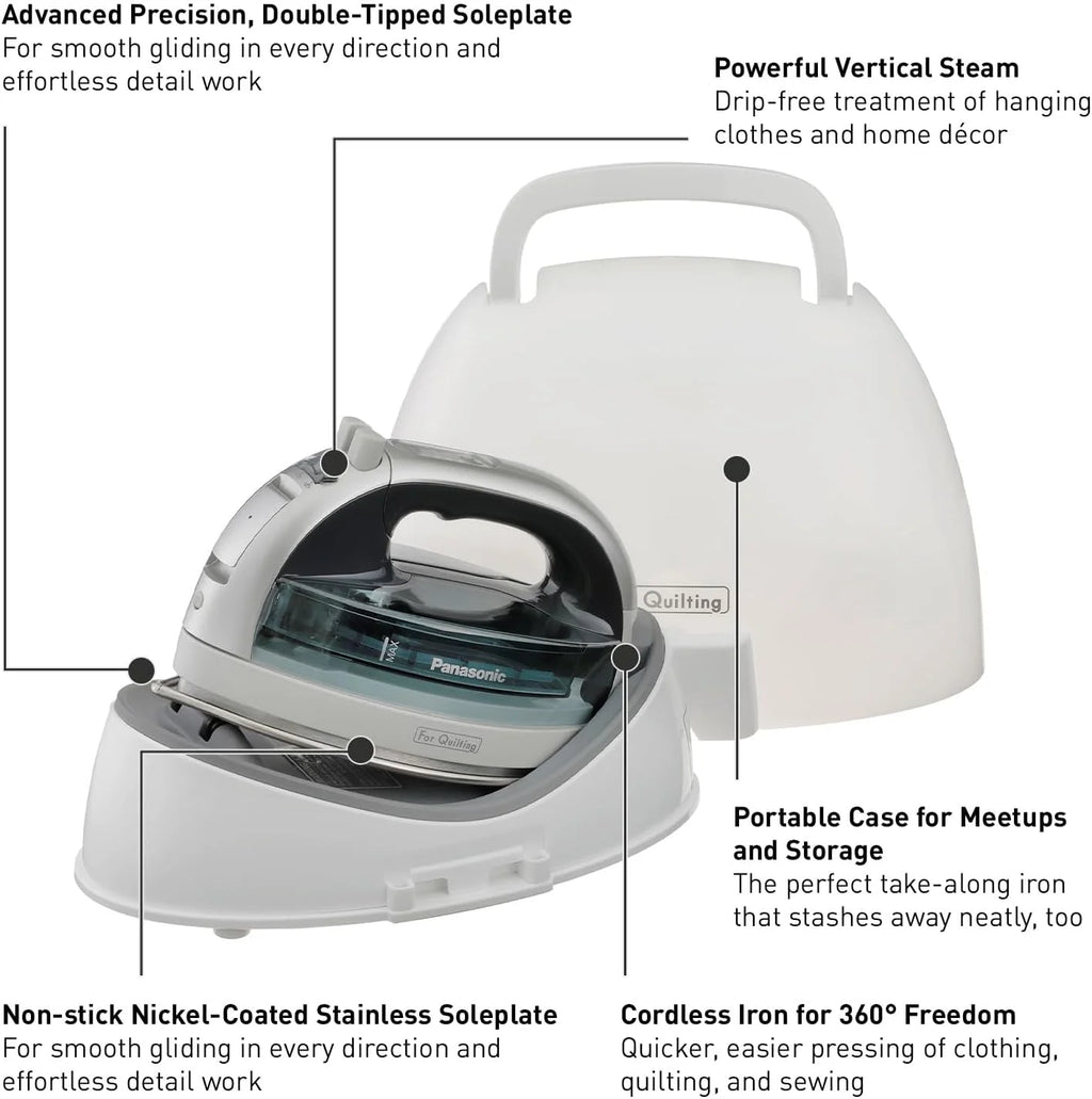 Cordless Iron, Portable 360-Degree Dry and Steam Iron with Stainless Steel Soleplate N568685