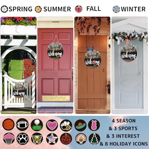 Seasonal Wooden Welcome Sign for Front Door Porch Decor Y789