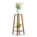 MoNiBloom Bamboo Tall Plant Stand Pot Vase Holder Flower Seasoning Display Shelf Rack Small Space for Patio Garden Balcony Yard Living Room, Brown (4 Shelves, Brown)