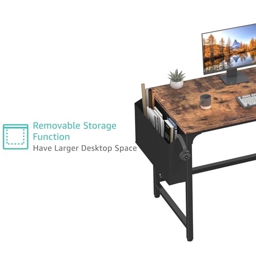 Computer Desk with Fabric Drawers, 40 Inch Reversible Gaming Desk for Small Space Home Office D876
