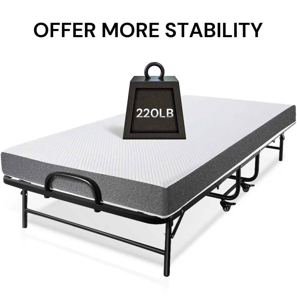 Folding Bed with Mattress, 75" x 31", Rollaway Guest Bed for Adults, Portable Foldable Bed with Memory Foam Mattress Q25472