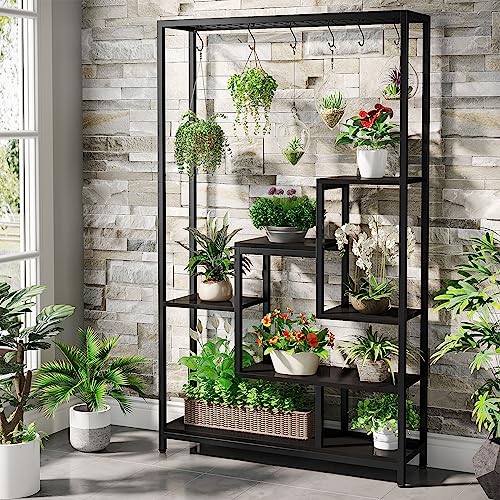 5-Tier Tall Indoor Plant Stand, 70.9" Metal Shelf for Garden, Balcony, Living Room Q44333