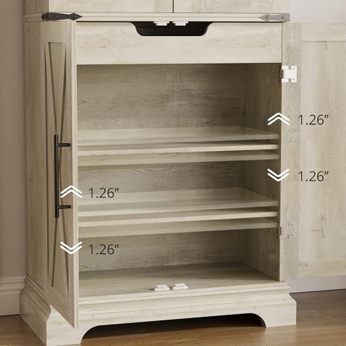Kitchen Pantry Cabinet 72" H with 9 Shelves and 4 Barn Doors K363211