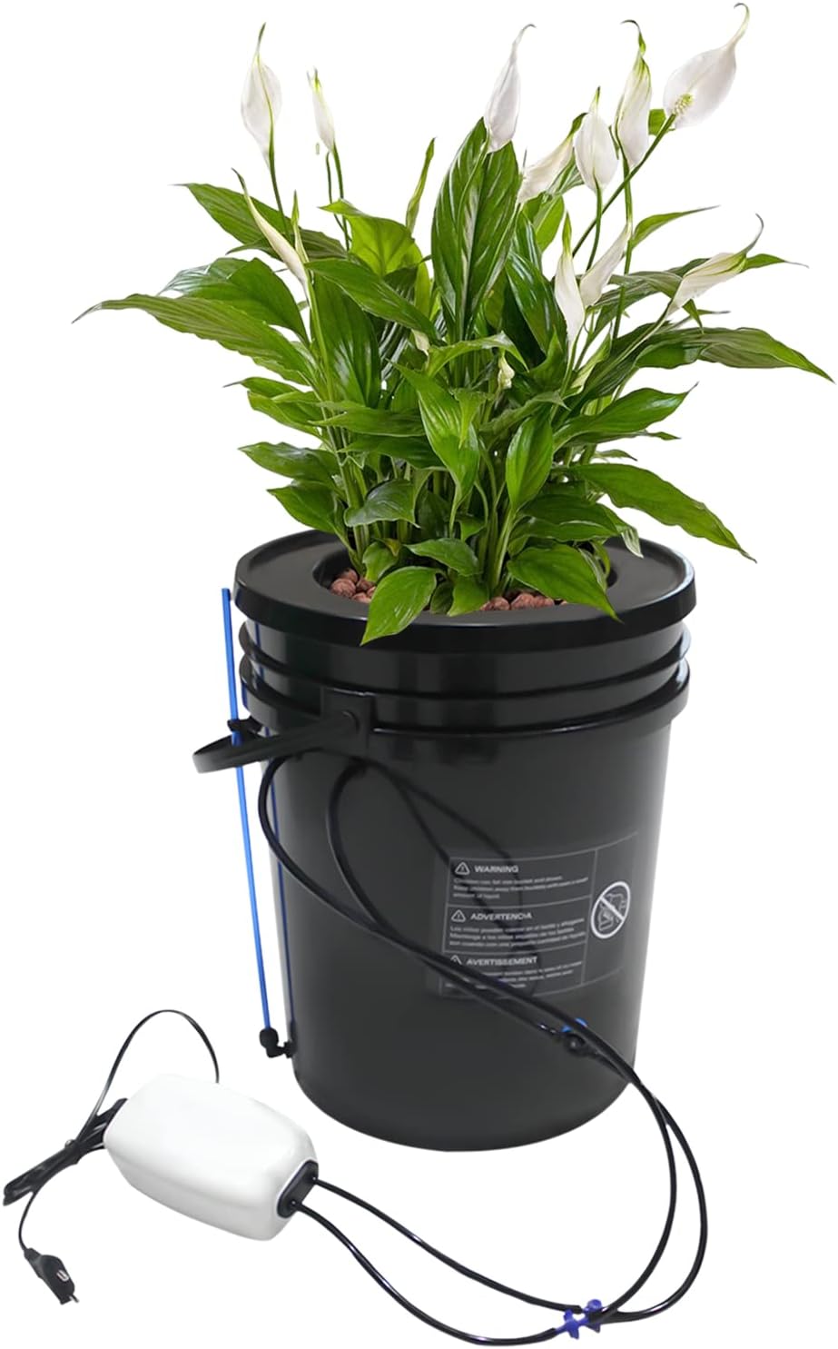 DWC Hydroponics Growing System, 5-Gallon Deep Water Culture, Recirculating Drip Garden System Kitwith Multi-Purpose Air Hose, Air Pump, and Air Stone (1 Bucket + Reservoir Kit)