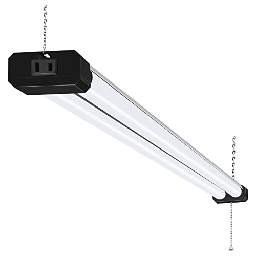 hykolity 5000K LED Shop Light Linkable, 4FT Daylight 42W LED Ceiling Lights for Garages, Workshops, Basements, Hanging or FlushMount, Power Cord with Pull Chain, 4200lm, ETL- 1 Pack