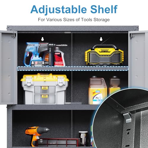 Wall Cabinet with 2 Doors, Lockable, Adjustable Shelves, Heavy Duty Steel J4545