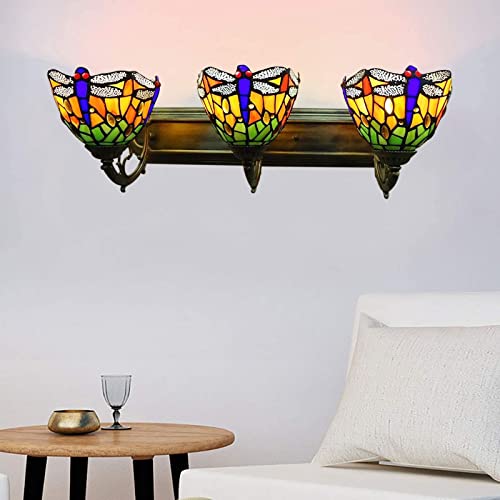 Tiffany Victorian Wall Sconce, 3-Light Stained Glass Vanity Light S648539