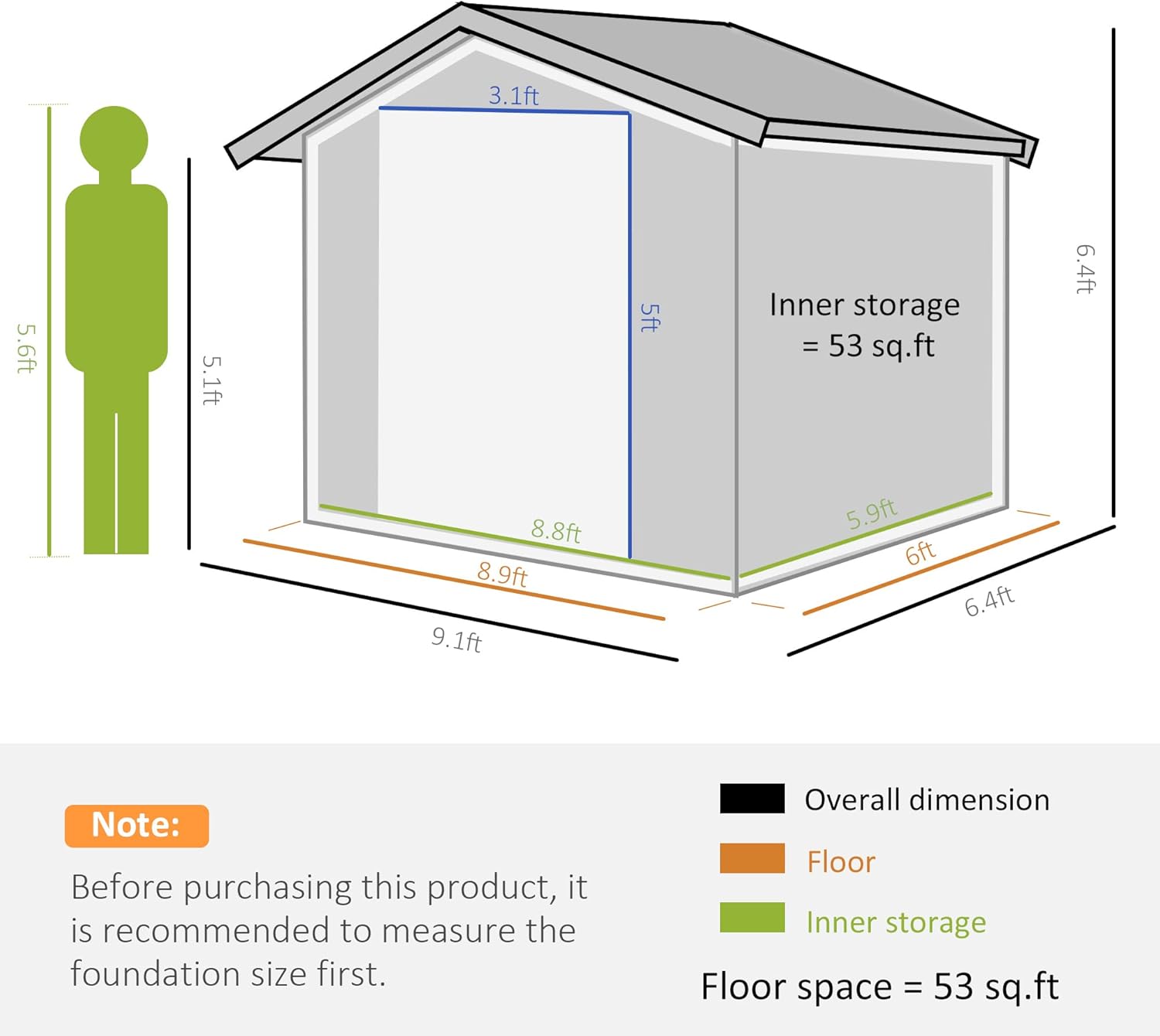 Metal Garden Utility Storage Shed 9x6 ft F1911