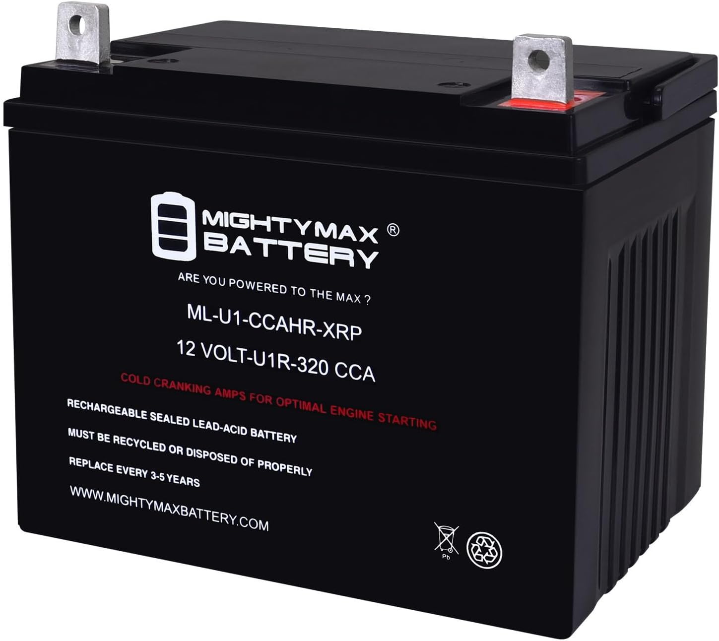 Mighty Max Battery ML-U1-CCAHR-XRP 12V 320CCA Replacement Battery Compatible with Yard Pro GTV16 U1R Lawn Mower and Tractor