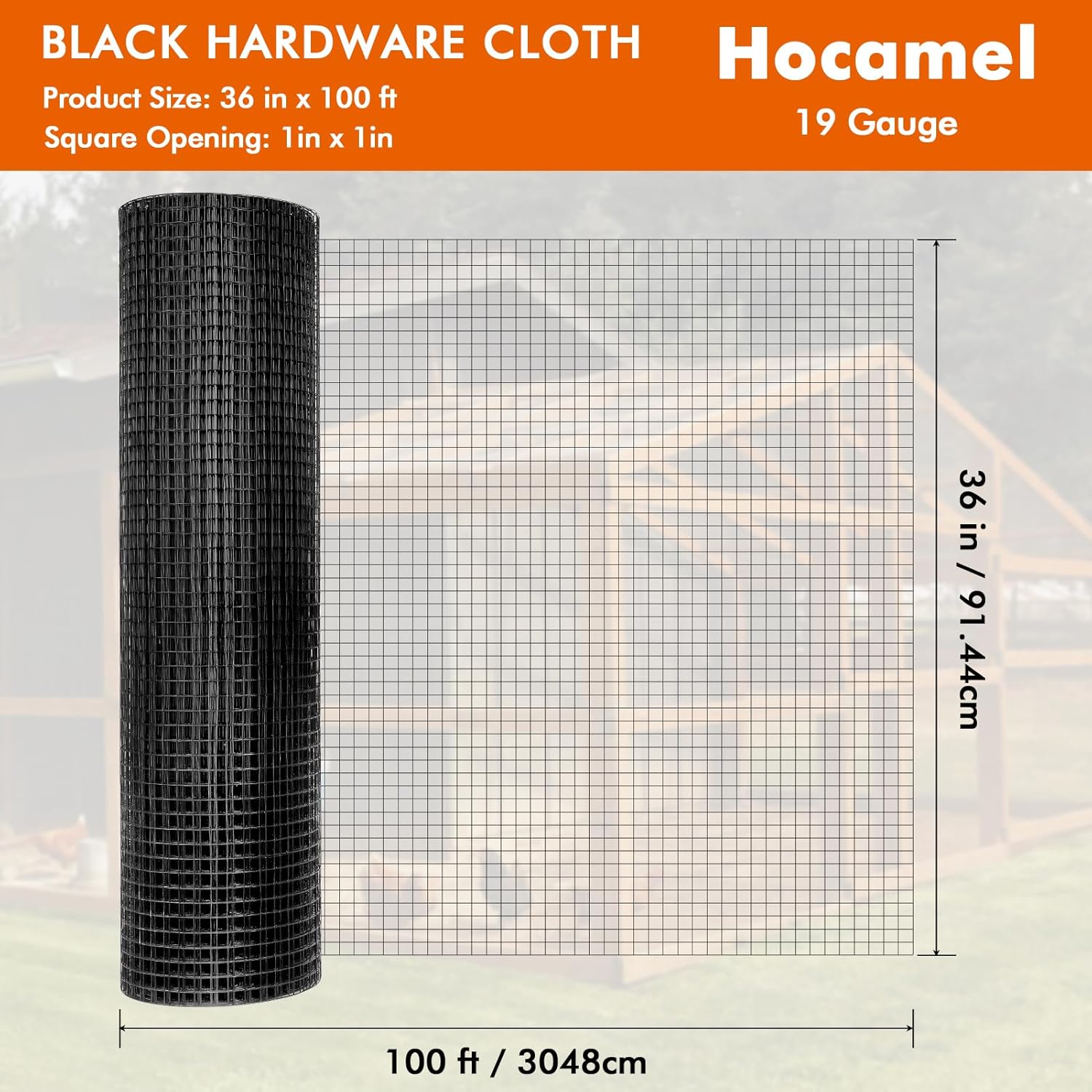 Vinyl Coated Wire Mesh Roll 1/2 inch, 36 x 100 ft A3367