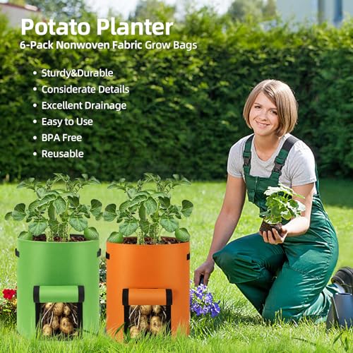 10 Gallon Grow Bags with Flap and Handles, 6-Pack K272