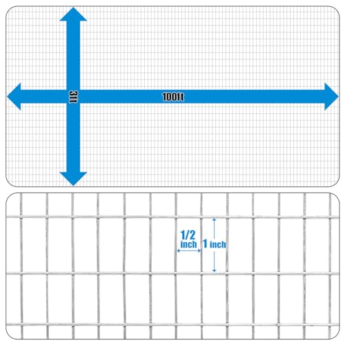 Galvanized Welded Fence Wire 16 Gauge 1" x 1/2" Mesh 24-Inch x 50 ft. T7409