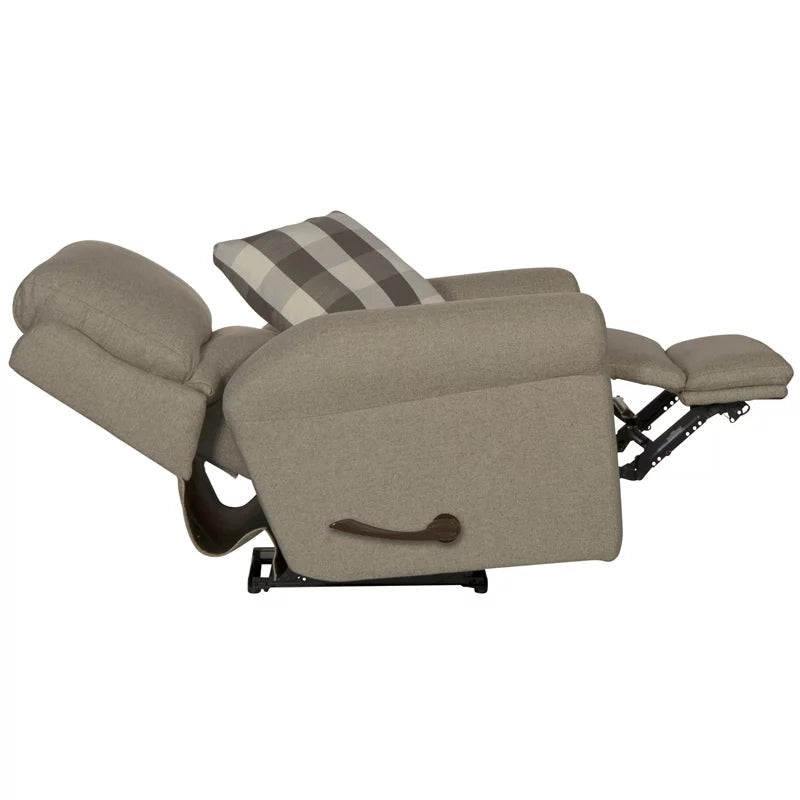 Gray Polyester Fabric Glider Recliner with Accent Pillow E853