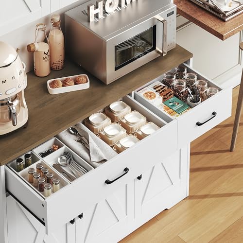 71" Tall Pantry Cabinet with Charging Station and Microwave Stand L63097