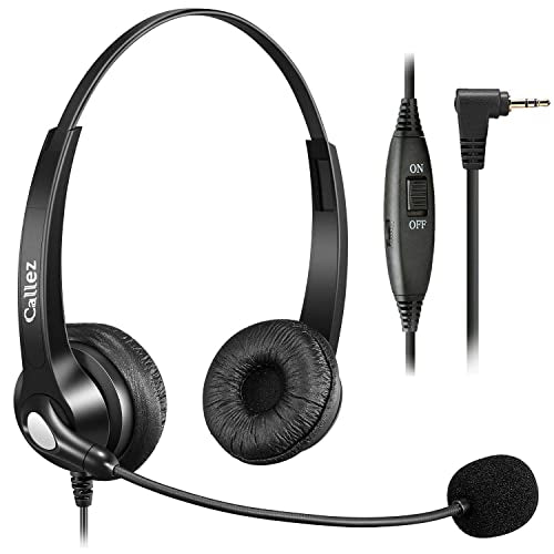 2.5mm Phone Headset with Microphone Noise Cancelling & Volume Controls, Office Telephone Headphone Compatible with Panasonic AT&T VTech RCA Cisco SPA Cordless Landline Phones, Ultra Comfort