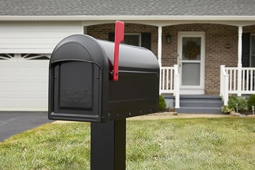 Galvanized Steel Post Mount Mailbox, Black, Large Capacity B338