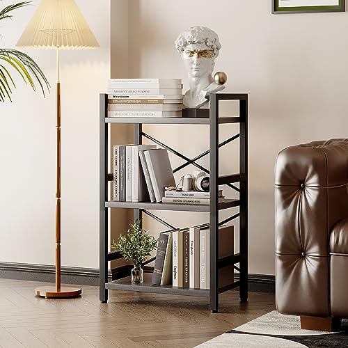 3 Tier Industrial Bookcase, Rustic Etagere Bookshelf for Living Room U5786