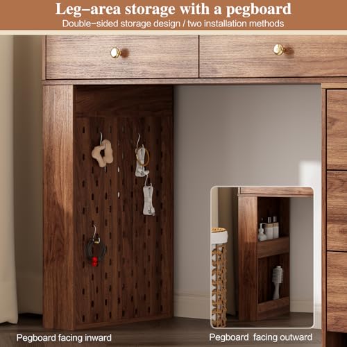 Large Makeup Vanity Desk with Mirror and Lights, 8 Drawers, Power Outlet B666