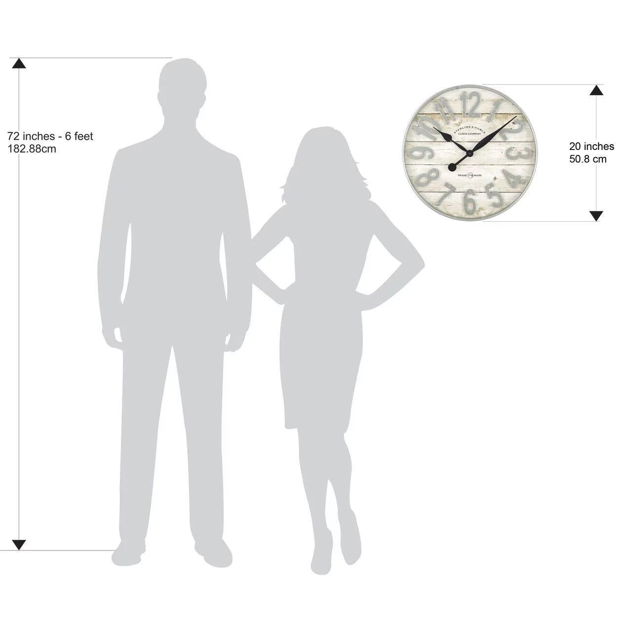 Indoor 20" White and Galvanized Raised Farmhouse Wall Clock I464397