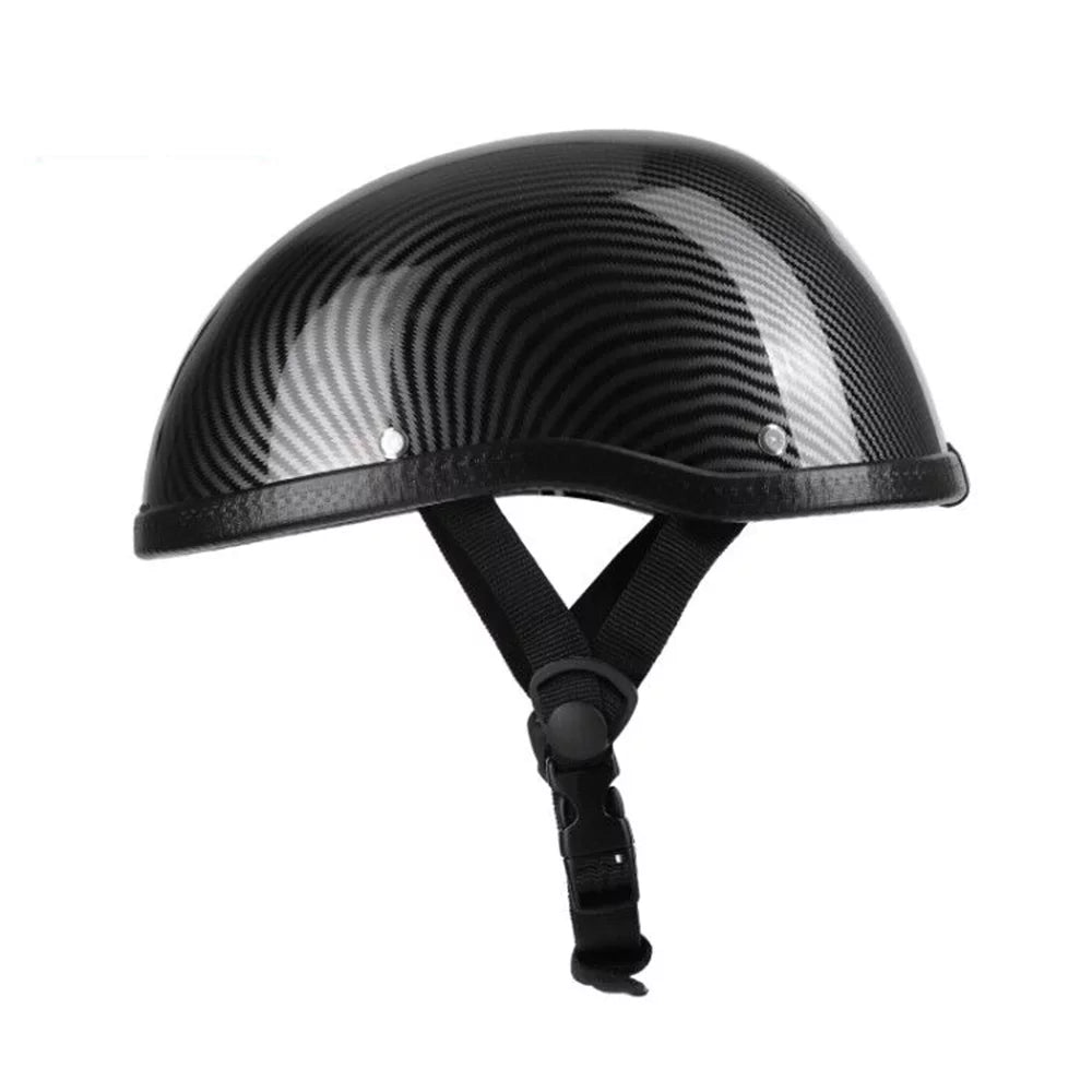 Abody Retro Style Motorcycle Half Helmet ABS+Cotton Cap for Motorcyclist Biker Ridder Carbon striation (One Size)Universal Washable