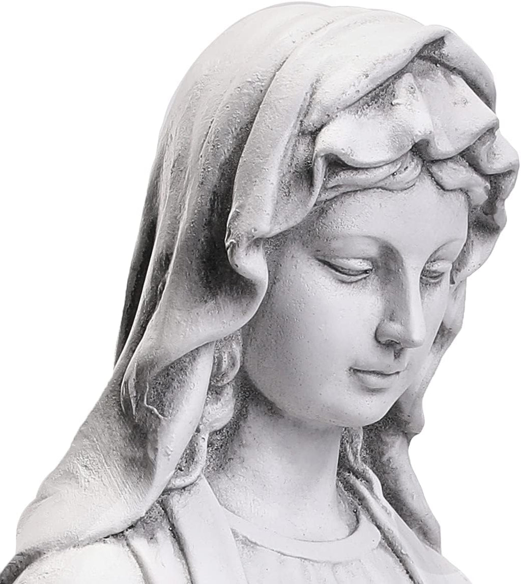 Virgin Mary Statue 29.9" Tall Religious Garden Décor Outdoor Gray S62935