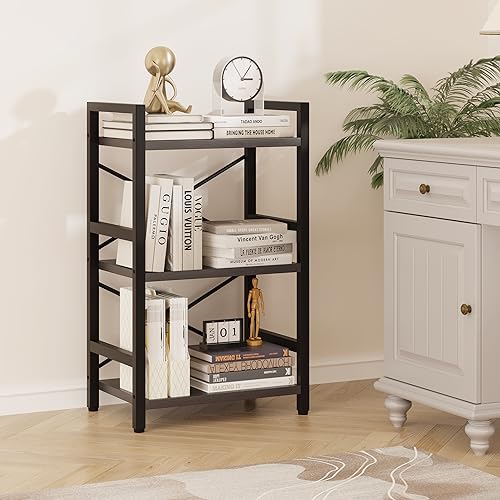 3 Tier Industrial Bookcase, Rustic Etagere Bookshelf for Living Room U5786