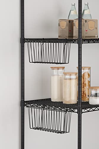 Metal Hanging Basket 15-Inch for Shelves and Storage Racks, Chrome, 2-Pack V25071