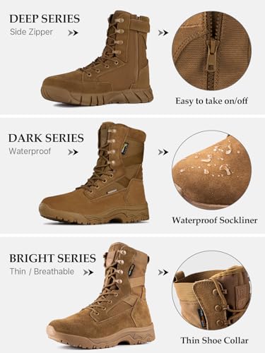 Men's Tactical Boots 8 Inches Lightweight Suede Leather Military Work Boot J951812