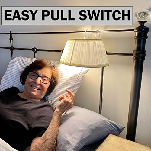 Bed Headboard Reading Lamp Book Light 2 Pack Soft Fabric Shade Pull Cord H1298