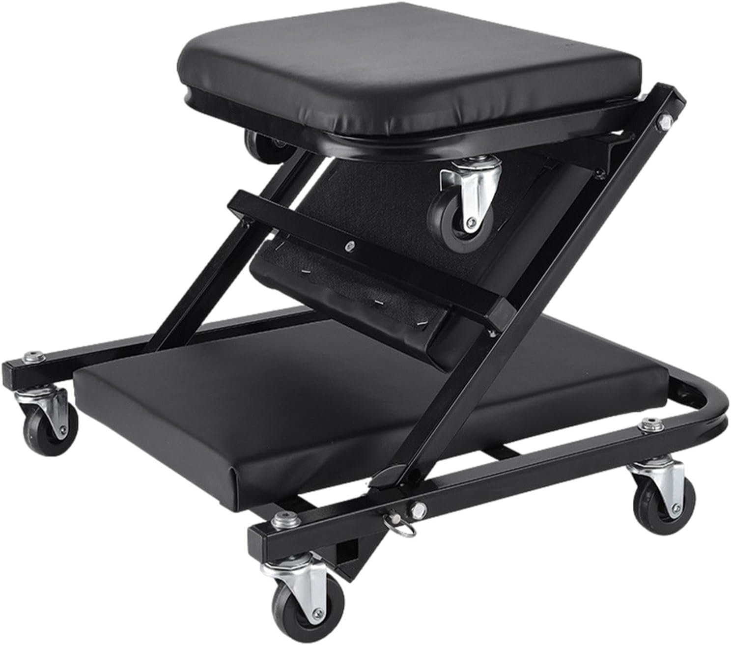 Foldable Z Creeper, 2-in-1 Rolling Folding Car Creeper & Seat, 36 Inches Adjustable Roller Garage Chair Lay Down or Sit, Seamless Steering Under Car Roller Creeper with 6 Swivel Casters
