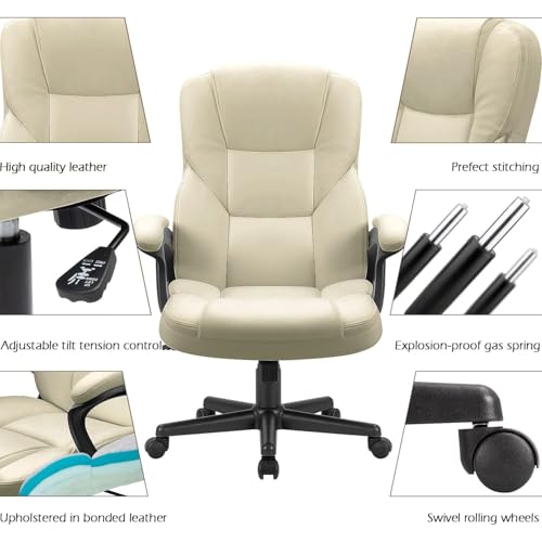 Office Executive Chair High Back Adjustable Swivel PU Leather with Lumbar Support I3854