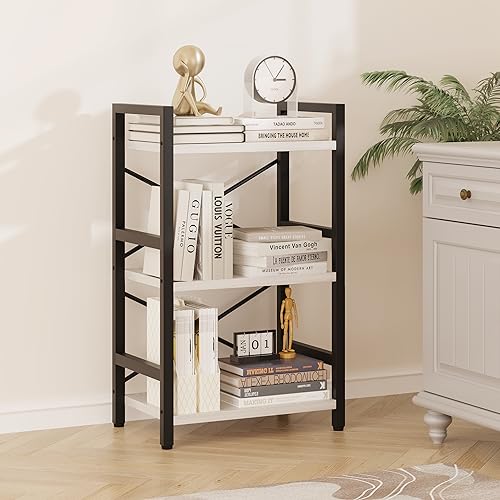 3 Tier Industrial Bookcase, Rustic Etagere Bookshelf for Living Room U5786