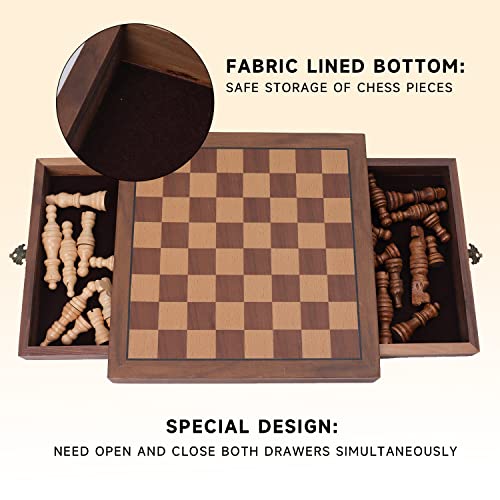 16" 3-in-1 Wooden Folding Chess, Checker & Backgammon Board Game Set L259