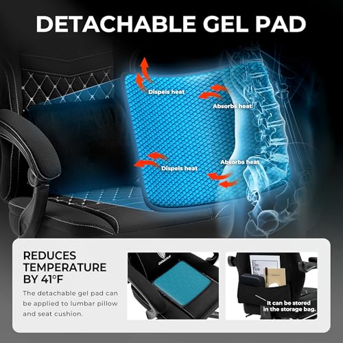 Gaming Chair with Breathable Fabric, Pocket Spring Cushion and Footrest H620