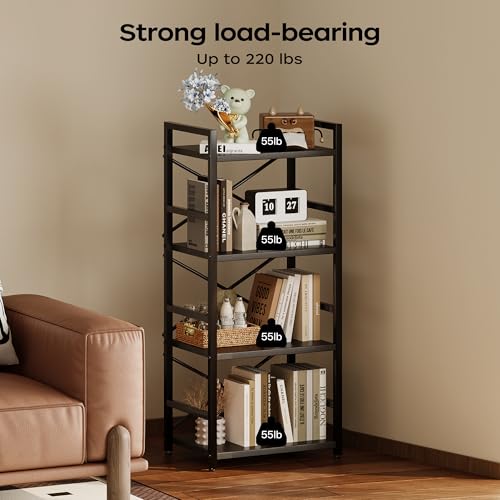 3 Tier Industrial Bookcase, Rustic Etagere Bookshelf for Living Room U5786
