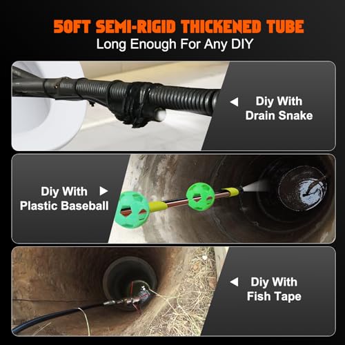 Sewer Camera with 50ft Cable, 5" Screen, 1080P HD, IP67, 32G Card X611