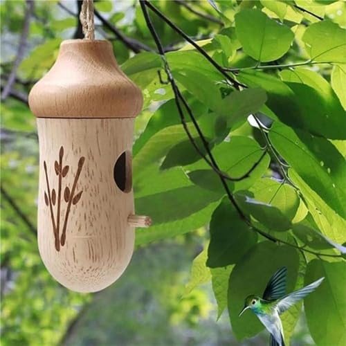 Wooden Hummingbird House for Outdoor Hanging O4441