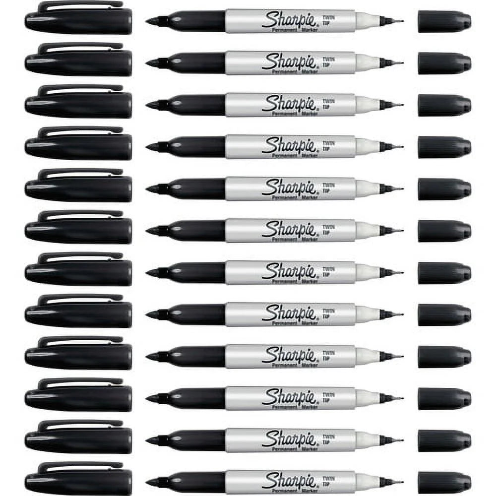 Twin Tip Markers Ultra Fine & Fine Point, Alcohol Based Ink, 12 Count P42754