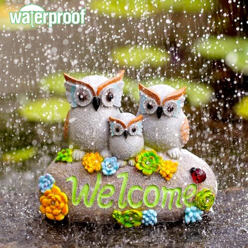 Solar Garden Turtle Figurine with Welcome Sign for Patio Yard Art X223828