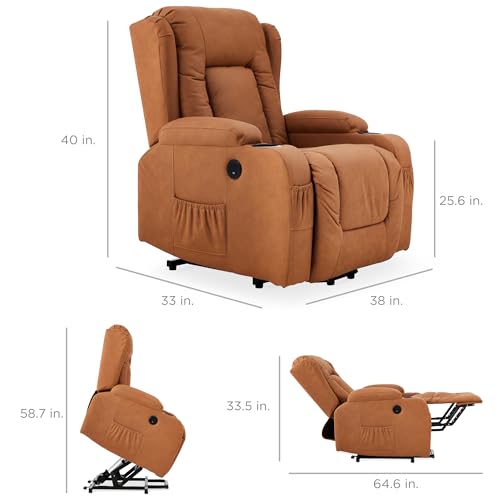 Electric Power Lift Recliner Massage Chair with Heat and USB Port, Brown M560374