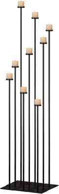 60'' Floor Candelabra Holder for 9 Arm Candlesticks,Tall Candle Holders for Wedding Centerpiece, Black Metal Candle Stick Holders for Pillar Tealight Candles on Party Reception Home Derecotion