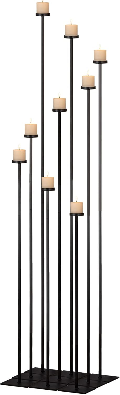 60'' Floor Candelabra Holder for 9 Arm Candlesticks,Tall Candle Holders for Wedding Centerpiece, Black Metal Candle Stick Holders for Pillar Tealight Candles on Party Reception Home Derecotion