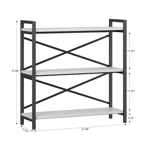 3 Tier Industrial Bookcase, Rustic Etagere Bookshelf for Living Room U5786