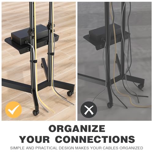Mobile TV Stand for 32-75 Inch TVs, Height Adjustable Rolling Cart with Laptop Shelf V4062