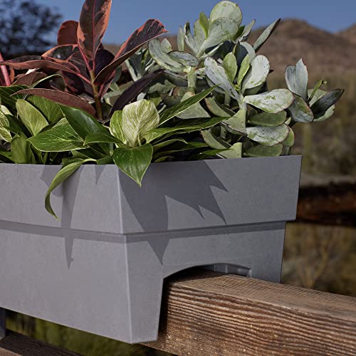 Deck Rail Rectangle Planter, 24 Inch, Matte White, Indoor Outdoor B82697