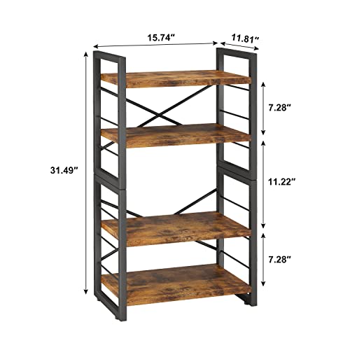 3 Tier Industrial Bookcase, Rustic Etagere Bookshelf for Living Room U5786
