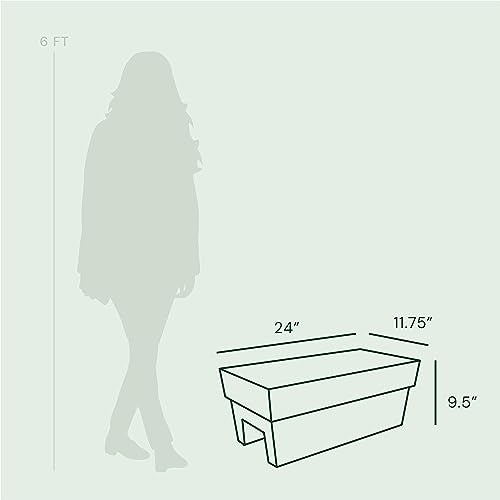 Deck Rail Rectangle Planter, 24 Inch, Matte White, Indoor Outdoor B82697