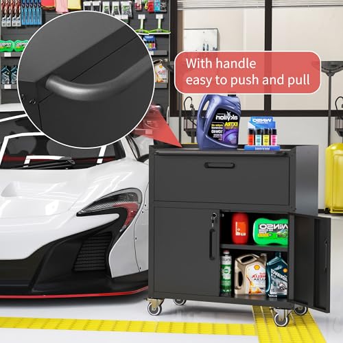 Rolling Tool Storage Cabinet with 4 Drawer and Locking Door U282375