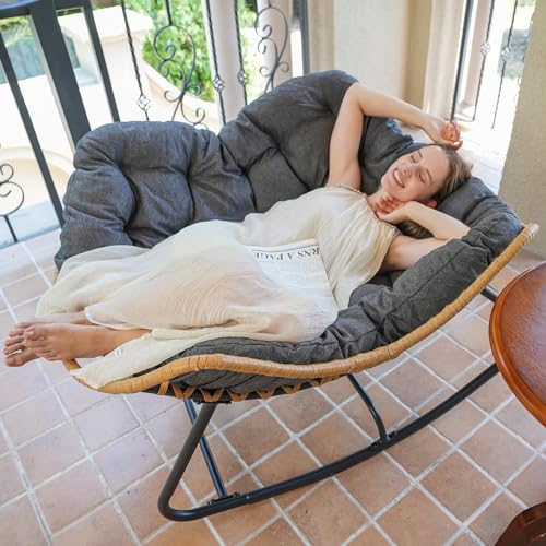 Oversized Patio Papasan Rocking Chair with Wicker Lounge G5657